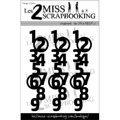  Les 2 Miss scrapbooking - Chipboard «De Un à Neuf»